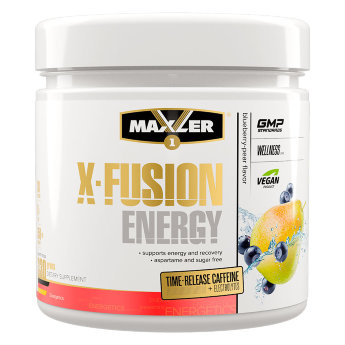 MAXLER EU X-Fusion Energy Sugar Free 330 г  X-Fusion Energy содержит только БЦАА, кофеин и цитруллин малат, которые обогащены комплексом витаминов и электролитов. Сочетание этих высококачественных ингредиентов обеспечивает прилив энергии во время тренировок.