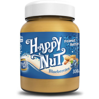 HAPPYNUT NEW Арахисовая паста с черникой 330 г Арахисовая паста Happy Nut с черникой от компании Happy Life - 100% натуральный продукт без консервантов и без сахара.