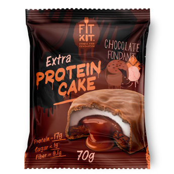 FIT KIT Protein Cake Extra в шоколадной глазури 70 г Протеиновое печение EXTRA Protein Cake от Fit Kit – это великолепный перекус для диетического и спортивного питания. Продукт подойдет тем, кто следит за своей фигурой, придерживается диет или ведет активный образ жизни.