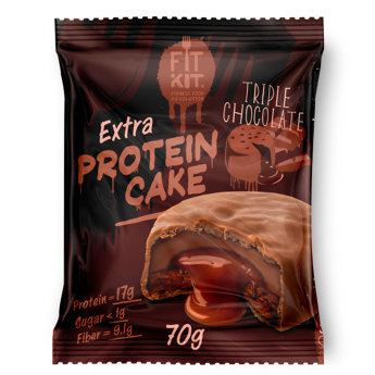 FIT KIT Protein Cake Extra в шоколадной глазури 70 г (24шт коробка) Протеиновое печение EXTRA Protein Cake от Fit Kit – это великолепный перекус для диетического и спортивного питания. Продукт подойдет тем, кто следит за своей фигурой, придерживается диет или ведет активный образ жизни.