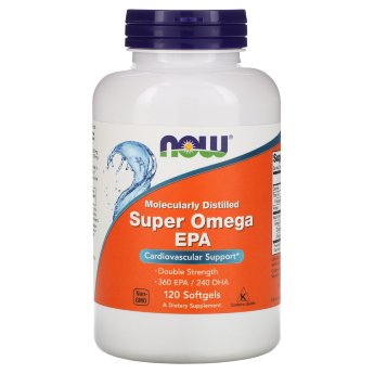 NOW Super Omega EPA 360/240 (120 софтгель) Омега-3 жирные кислоты — ненасыщенные жиры, которые необходимы для здоровья организма. Омега-3 рекомендуется принимать в качестве пищевой добавки — для поддержки сердечно-сосудистой системы, красоты и здоровья кожи, волос и ногтей. 