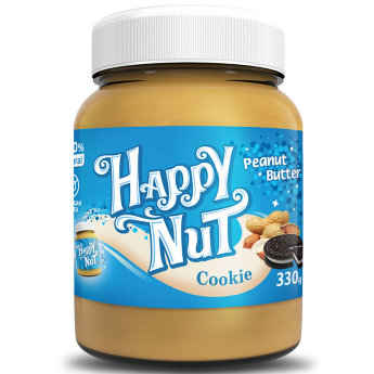 HAPPYNUT NEW Арахисовая паста с печеньем 330 г Арахисовая паста Happy Nut с печеньем «Oreo» от компании Happy Life - 100% натуральный продукт без консервантов и без сахара.