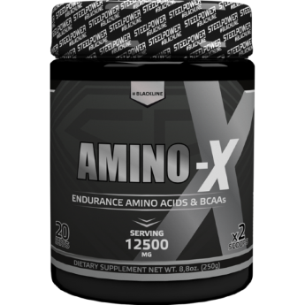 STEEL POWER Black Line Amino-X 250 г AMINO-X - комплекс важнейших незаменимых аминокислот Лейцин, Изолейцин, Валин, усиленных Таурином и Цитруллином. Сочетание этих аминокислот оказывает мощное анаболическое и восстанавливающее влияние на организм. Помимо того, AMINO-X имеет прекрасный слегка шипучий вкус. Если вы тяжело тренируетесь, работаете на набор сухой мышечной массы или снижения жировой, организму требуется дополнительный источник восстановления и AMINO-X подходит для этого идеально