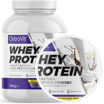 OSTROVIT Whey Protein 0,7 кг OstroVit WHEY PROTEIN - это высококачественная белковая добавка с 70-процентным содержанием белка. Основу продукта составляет концентрат белка молочной сыворотки, дополненный мальтодекстрином - источником сложных углеводов.