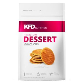KFD Dessert (700 гр) KFD Premium Dessert это высококачественный, 100% чистый мицеллярный казеин. Отличный вкус этого продукта, сливочная консистенция и небольшое количество жира и сахара идеально подходит для создания очень сытного десерта или пищи с высоким содержанием белка.