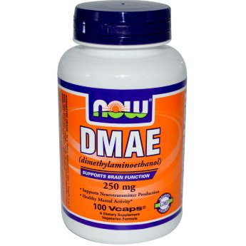 NOW DMAE 250 мг 100 капc DMAE (Dimethylaminoethanol) повышает уровень активного ацетилхолина, что тонизирует мозг и улучшает состояние кожи.