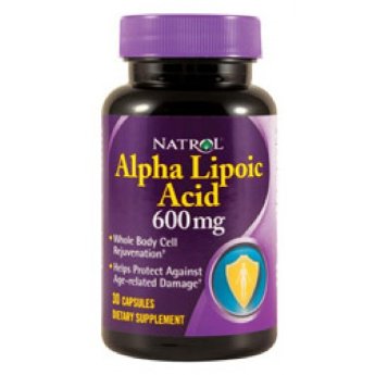 NATROL Alpha Lipoic Acid 600 mg 30 кап Альфа- липоевая кислота (АЛК) – это полностью природный продукт. Его молекулы существуют глубоко внутри каждой клетки нашего тела. Она усиливает положительное действие антиоксидантов (витамины С и Е). Также защищает эти витамины в организме и помогает им подавлять свободные радикалы. Альфа- липоевая кислота растворяется как в воде, так и в жире, поэтому является универсальным антиоксидантом. В отличие от витаминов С и Е, она способна бороться со свободными радикалами в любой части клетки и даже проникать в пространство между клетками и защищать ДНК. Альфа-липоевая кислота способна повысить клеточный метаболизм, а это значит, что клетка начинает вырабатывать больше энергии и легче восстанавливаться. Альфа- липоевая кислота – эффективное противовоспалительное средство.