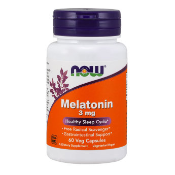 NOW Melatonin 3мг (60 вегкапсул) Melatonin 3 мг от NOW Foods - используется при нарушениях сна, для облегчения процесса засыпания, восстанавливает нарушенный цикл «сна-бодрствования». 