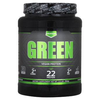 STEEL POWER Green Protein 900 г GREEN - коктейль на основе уникальных растительных белков овса и гороха. С точки зрения здоровья, поддержания и роста мышечной ткани, важно не только количество потребляемого белка, но и полноценность его аминокислотного состава, усвояемость и содержание ВСАА аминокислот.