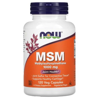 NOW MSM 1000 mg (120 вегкапсул) NOW MSM 1000 mg (120 вегкапсул) - биологически активная добавка, направленная на поддержание здоровья опорно-двигательной системы. Это действенный хондропротектор, участвующий в восстановлении связок и костей.