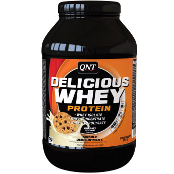 QNT Delicious Whey 908 г DELICIOUS WHEY PROTEIN от QNT – это источник высококачественного протеина, который стимулирует рост мышц и сохраняет мышечную массу.

Смесь из изолята, концентрата и гидролизата сывороточного протеина обеспечивает всеми необходимыми аминокислотами.

DELICIOUS WHEY PROTEIN имеет поистине превосходный вкус, так что вы не будете разочарованы.