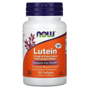 NOW Lutein 10 mg (120 софтгелей) Комплекс витаминов, который поможет сохранить здоровье глаз. Биодобавка Lutein Esters получена из натурального экстракта черники.