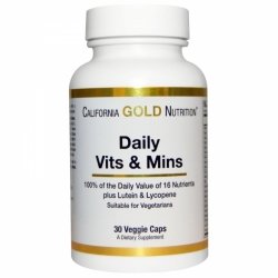 CALIFORNIA GOLD NUTRITION Daily Vits&amp;Mins (30 капсул) Эта поразительная и комплексная добавка витаминов и минералов предлагает высокоэффективный спектр всех незаменимых витаминов и минералов вместе с большим количеством других важных питательных веществ.