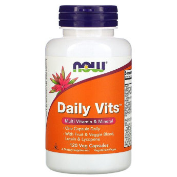 NOW Daily Vits (120 вегкапсул) Натуральный комплекс Daily vits содержит полный комплекс витаминов и минералов, восполняет недостаток самых необходимых микроэлементов для нормальной работы организма. Это позволяет повысить общий тонус и работоспособность.