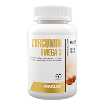 MAXLER EU Curcumin Omega-3 (60 капсул) Натуральный антиоксидант для укрепления иммунитета + омега-3.