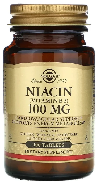 SOLGAR Niacin B3 100 MG (100 таблеток) SOLGAR Niacin B3 100 MG (100 таблеток)