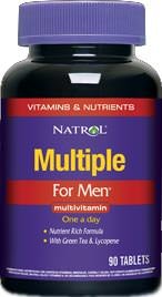 NATROL Multiple For Men (90 таблеток) Комплекс Multiple for Men от Natrol разработан специально для мужчин. В данном комплексе присутствуют необходимые каждому мужчине витамины и минералы, а также увеличенная порция цинка, магния и витамина Б6. С его помощью вы сможете упражняться с большей отдачей и извлекать больше выгоды из каждой тренировки. В составе комплекса есть также экстракт зеленого чая и ликопин, обладающие сильными антиоксидантными свойствами.