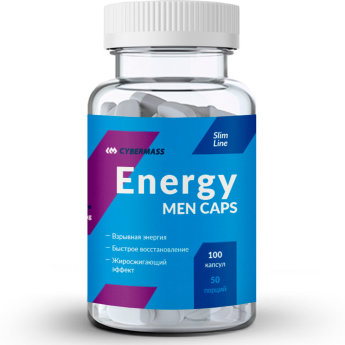 CYBERMASS Energy Men Caps (100 капсул) Energy men caps — это энергетическая смесь на основе известных натуральных энергетиков, которая поможет Вам провести взрывную тренировку или выдержать напряженный рабочий день.