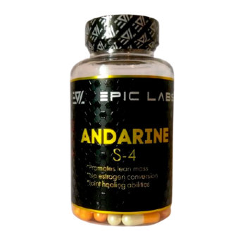 EPIC LABS Andarine 60 caps* Андарин, который относят к группе селективных модуляторов андрогенных рецепторов, именуемых SARM. Это препарат 1-го поколения, применяемый для увеличения объёмов мышц.