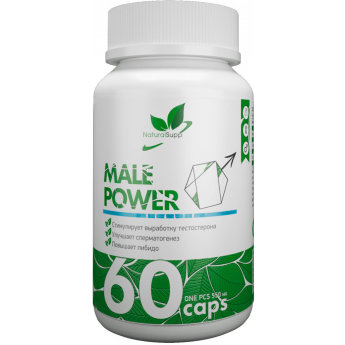 NATURALSUPP Male Power Мэйл Пауэр (60 капсул) NaturalSupp Male power - для профилактики и комплексной терапии следующих состояний: мужское бесплодие, эректильная дисфункция, патологии и дефекты сперматозоидов.