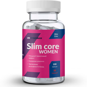 CYBERMASS Slim Core Women (100 капсул) Slim Core Women 100 капсул – это жиросжигающий комплекс, созданный специально для женщин. Действие продукта, как и всех других термогеников, основано на увеличении теплообразования.