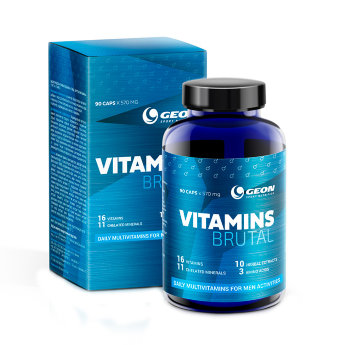 GEON Brutal Vitamins 90 кап Мультивитамины для мужчин от компании GEON укрепляют иммунную систему. Поддерживают здоровье опорно-двигательного аппарата. Увеличивают естественную выработку тестостерона. Положительно воздействуют на сексуальную функцию.