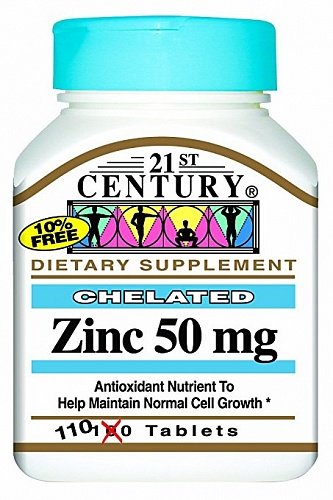 21ST CENTURY Zinc 50 mg (110 таблеток) Цинк 50 мг от 21st Century способствует метаболизму углеводов и усвоению питательных веществ. Цинк, питательное вещество-антиоксидант, способствует поддержанию нормального роста и развития клеток.