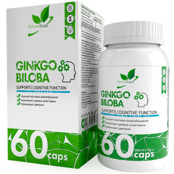 NATURALSUPP Ginkgo Biloba Гингко Билоба 120мг (60 капсул) Улучшает мозговое кровообращение, нормализует уровень холестерина, нормализует давление