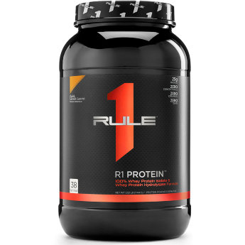 RULE ONE Protein Малая банка оранжевый 1100 г Rule One R1 Protein – это флагманский протеин в линейке данного бренда. Его формулу составляют сывороточные изолят и гидролизат, в которых нет простых сахаров, жиров, углеводов, лактозы и других ненужных в период сушки или диеты ингредиентов.