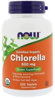NOW Certified Organic Chlorella 500 мг (200 таблеток)