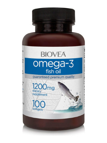 BIOVEA Omega-3 1200 мг (100 капсул) Комплекс Omega-3 1200 mg от BIOVEA снабдит вас с каждой порцией 1200 мг рыбьего жира, который как источник омега 3 жирных кислот очень полезен для нашего организма.
