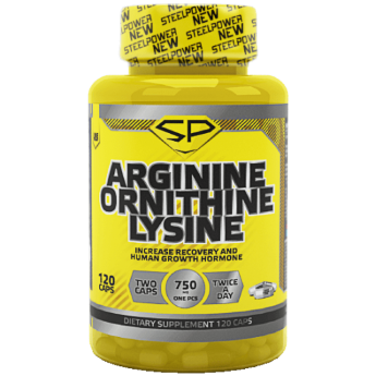 STEEL POWER Arginine Ornithine Lysine 120 капсул Arginine Ornithine и Lysine в капсулах – это совокупная спортивная добавка, имеющая в своем составе три самые важные аминокислоты – аргинин, орнитин и лизин. Она помогает мышцам быстрее восстанавливаться после насыщенных активных тренировок.