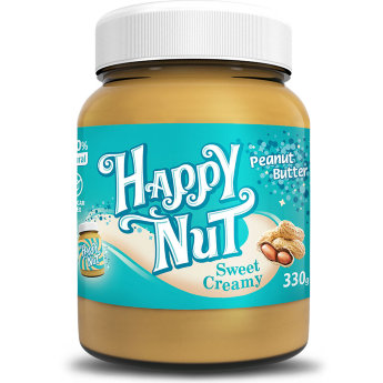 HAPPYNUT NEW Арахисовая паста сладкая 330 г Арахисовая паста Happy Nut сладкая от компании Happy Life - 100% натуральный продукт без консервантов и без сахара.