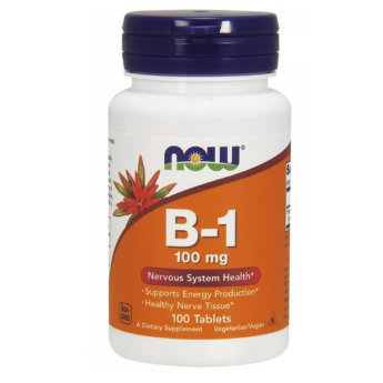 NOW B-1 100мг (100 таблеток) NOW B-1 необходим для поддержания здоровья нервной системы: снижает воздействие стресса, улучшает сон, повышает концентрацию внимания.