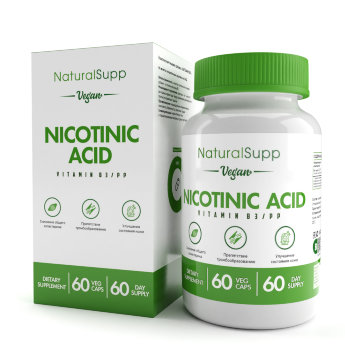 NATURALSUPP Vegan Никотиновая кислота Nicotinic Acid 60mg (60 капсул) NATURALSUPP Vegan Никотиновая кислота ИСПРАВИТЬ
