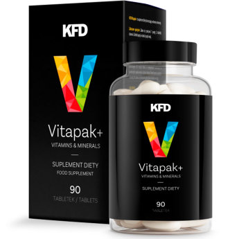 KFD VitaPak2 90 таб KFD VitaPak – это богатый набор витаминов и минеральных элементов, обогащающий организм комплексом 23 микроэлементов, поддерживающих его функционирование. Продукт содержит 60 порций (2 таблетки на порцию), его могут употреблять как женщины, так и мужчины. VitaPak рекомендован всем лицам с повышенной потребностью в минеральных элементах и витаминах.