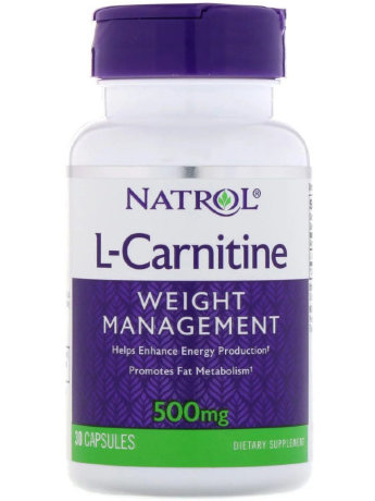 NATROL L-Carnitine 500 мг 30 кап Как источник карнитина L-Carnitine от Natrol даст вам много преимуществ. Он повысит вашу работоспособность, способствуя производству энергии из жиров. Ведь карнитин транспортирует жирные кислоты в митохондрии – энергостанции клеток, где молекулы жира сжигаются на топливо. В совокупности с регулярными физическими нагрузками и правильным питанием карнитин оказывается особенно эффективным.