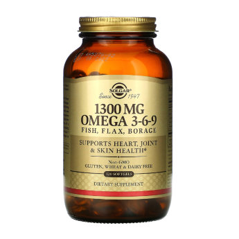 SOLGAR EFA 1300 mg Omega 3-6-9 (120 софтгелей) ​Комплекс жирных кислот Omega 3-6-9 от Solgar активизирует работу иммунной системы. Поддерживает здоровье кожи, волос и ногтей. Стабилизирует психоэмоциональное состояние, повышает стрессоустойчивость.