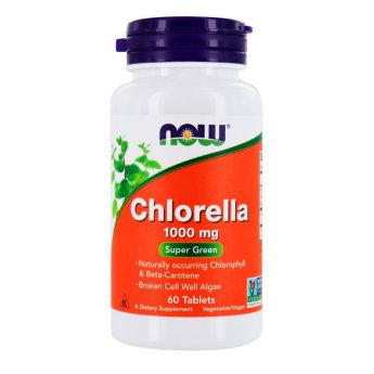 NOW Chlorella 1000 мг (60 таблеток) Хлорелла (Chlorella) содержит высокий уровень бета-каротина, витамина B12, железа, ДНК и РНК и необходимых белков.