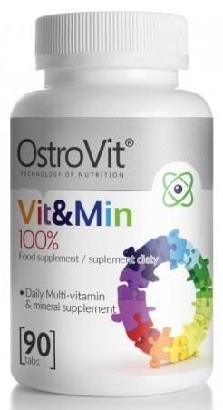 OstroVit Vit &amp; Min (90 таблеток) Комплекс витаминов и минералов.Формула имеет состав, который удовлетворяет потребности организма взрослого человека. Продукт рекомендуется для людей, живущих активно, особенно спортивных людей.