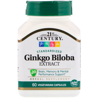 21ST CENTURY Ginkgo Biloba 60 вегкапс Экстракт листьев гинко билобы используется на протяжении всей истории для поддержки здоровья мозга, памяти и умственных способностей. 