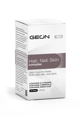 GEON Hair Nails Skin Complex 90 кап Hair, Nail, Skin Complex от компании GEON​ разработан для восстановления и поддержания естественного баланса минералов и витаминов, необходимых для улучшения и сохранения структуры кожи, волос и ногтей. 