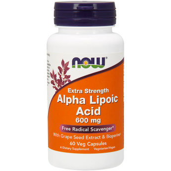 NOW Alpha-Lipoic Acid Альфа-Липоевая Кислота 600mg (60 вегкапс) Из-за того, что альфа-липоевая кислота растворяется и в воде и в жирах, многие диетологи и исследователи считают ее «универсальным антиоксидантом».