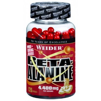 Weider Beta-Alanine (120 капсул) Данные спортивные аминокислоты представляют собой Бета-аланин в форме капсул, которые изготовили специалисты компании Weider для повышения уровня карнозина в организме спортсмена.