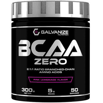 GALVANIZE BCAA Zero 300 г BCAA Zero от Galvanize – комплекс незаменимых аминокислот с разветвленными боковыми цепочками, которые метаболизируются только в мышечных тканях. Они составляют третью часть от всех аминокислот в мышцах, поэтому играют основную роль в их росте и восстановлении. Восполняют энергетические потребности организма во время мышечной работы.