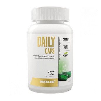 MAXLER EU Daily Caps (120 вегкапсул) MAXLER EU Daily Caps – это витаминно-минеральный комплекс, который укрепляет иммунитет, благотворно влияет на сердечно-сосудистую, костную и нервную систему, помогает при восстановлении после физических нагрузок, поддерживает мозговую деятельность.