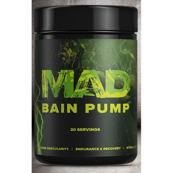 MAD Bain Pump (20 порций) Продукт представляет собой 100% стимулятор NO, гарантирующий непрекращающийся пампинг. Расширяя вены, он способствует свободному движению крови. В результате все необходимые питательные вещества и добавки поступают в органы, насыщают мышцы. Примечательно, что препарат Bain Pump не содержит дополнительных стимулирующих компонентов, поэтому его свободно можно принимать перед вечерними тренировками, а также сочетать с другими предтренировочными комплексами.