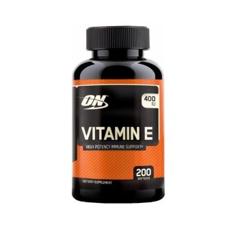 OPTIMUM NUTRITION Vitamin E (200 капсул) Vitamin E (Токоферол) - это жирорастворимый витамин, природный антиоксидант, избавляющий клетки от свободных радикалов. Регулярной прием витамина Е обеспечивает мощную антиоксидантную и иммунную поддержку.