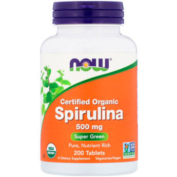 NOW Certified Organic Spirulina Спирулина 500мг (200 таблеток) Спирулина считается самой лучшей биологической добавкой, которая помогает при похудении. Она снижает жажду аппетита, а также способствует ускорению метаболизма и обеспечению организма необходимыми питательными веществами.