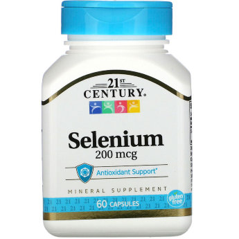 21ST CENTURY Selenium Селен 200мкг (60 капсул) 21st Century Selenium 200 мкг – это уникальная добавка, в основе которой содержится натуральный, отличный защитник вашего организма от всевозможных инфекций, токсинов и воспалений.